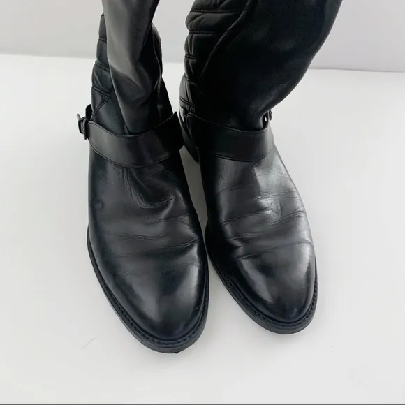 Stuart Weitzman Pointed Toe Flat Boots - Raceway Quilt Back