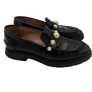 STUART WEITZMAN Suki Patent Pearly Slip On Loafers Black Preppy Academia 7.5
