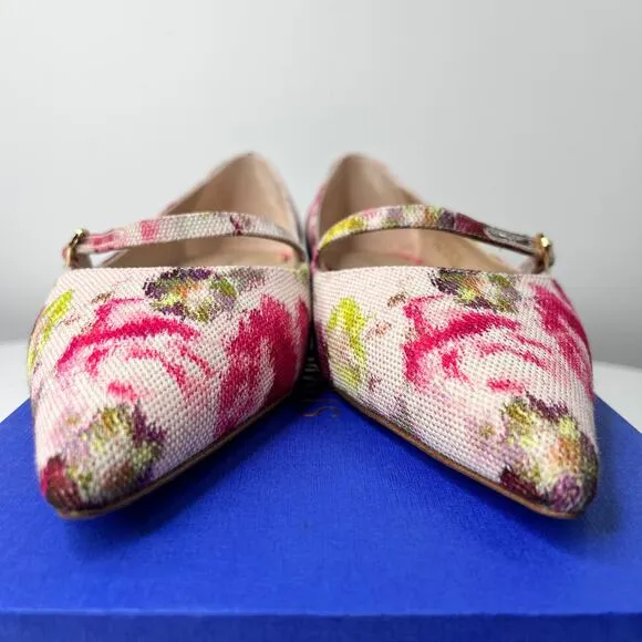 Stuart Weitzman | Women's | 8 | Emilia Mary Jane Flats | Pink Multi | Jacquard
