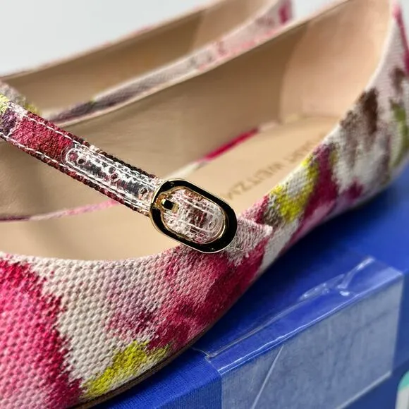 Stuart Weitzman | Women's | 8 | Emilia Mary Jane Flats | Pink Multi | Jacquard