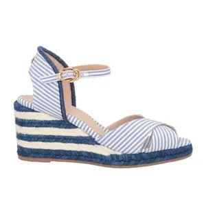Stuart Weitzman Women's Blue Striped Espadrilles, Wedge Heel Sz 37/US 5.5W NWT