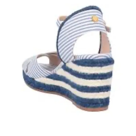 Stuart Weitzman Women's Blue Striped Espadrilles, Wedge Heel Sz 37/US 5.5W NWT