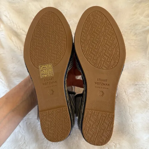 Stuart Weitzman Women's Blue Striped Espadrilles, Wedge Heel Sz 37/US 5.5W NWT