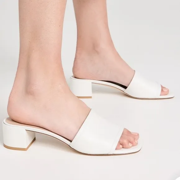 Stuart WeitzmanCayman Block Slides white leather 35 mm size 8.5