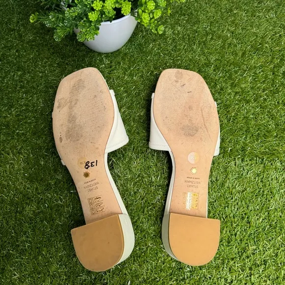 Stuart WeitzmanCayman Block Slides white leather 35 mm size 8.5