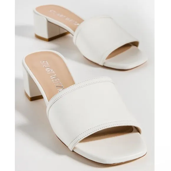 Stuart WeitzmanCayman Block Slides white leather 35 mm size 8.5