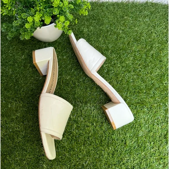 Stuart WeitzmanCayman Block Slides white leather 35 mm size 8.5