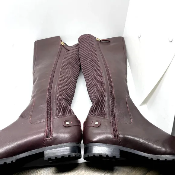 Sudini Fabiana Riding Leather Boot Burgundy Color New without Box size 6