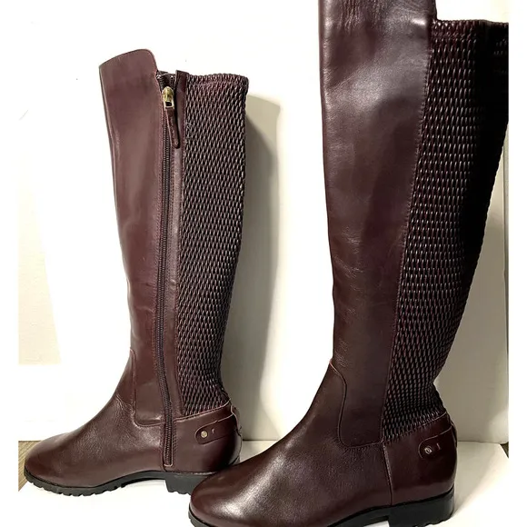 Sudini Fabiana Riding Leather Boot Burgundy Color New without Box size 6