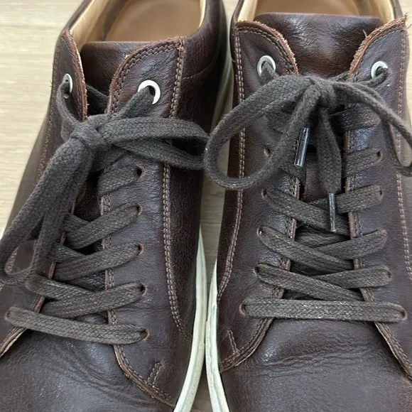 Suitsupply Brown Calf Leather White Sole Fashion Sneakers Lace Up Casual Mens 44