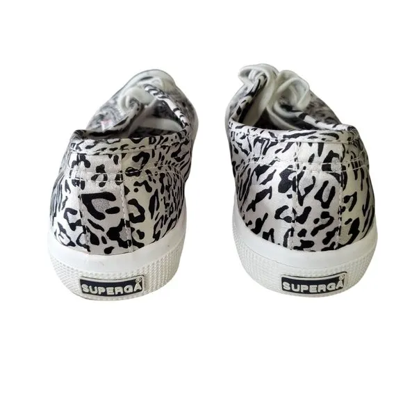 Superga 9.5 USW Trainers Leopard Zebra Print Canvas Sneakers Rubber Sole Unisex