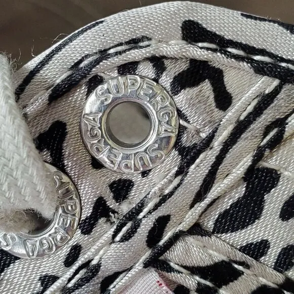 Superga 9.5 USW Trainers Leopard Zebra Print Canvas Sneakers Rubber Sole Unisex