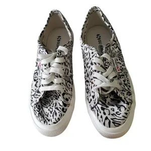 Superga 9.5 USW Trainers Leopard Zebra Print Canvas Sneakers Rubber Sole Unisex