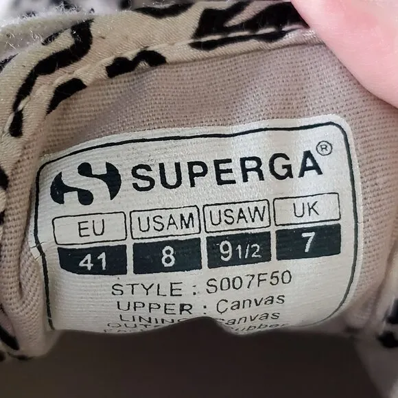 Superga 9.5 USW Trainers Leopard Zebra Print Canvas Sneakers Rubber Sole Unisex