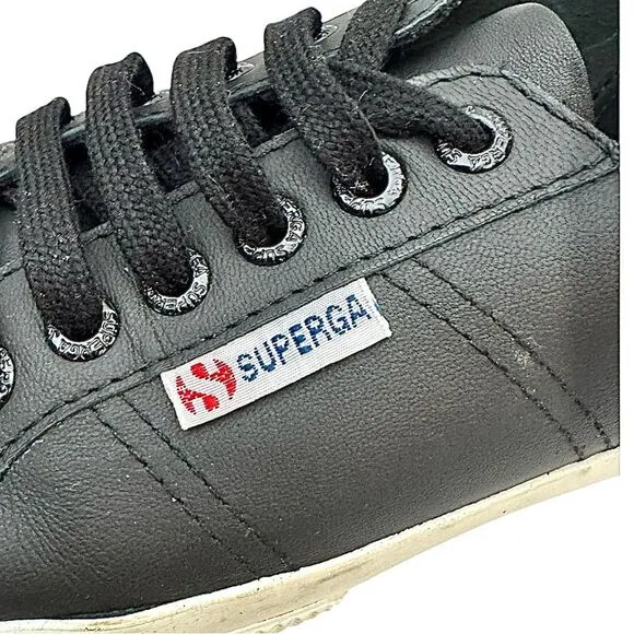 Superga Womens 2750 Nappaleau Black Fashion Sneakers EU 41 US 10 Medium EUC