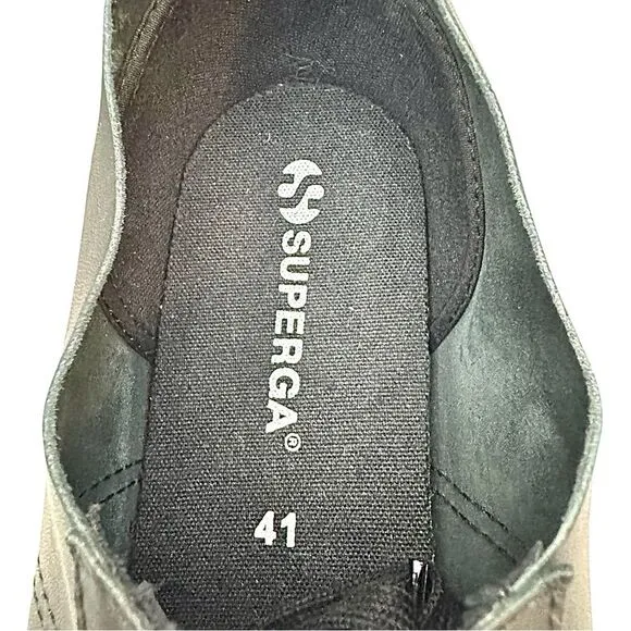 Superga Womens 2750 Nappaleau Black Fashion Sneakers EU 41 US 10 Medium EUC