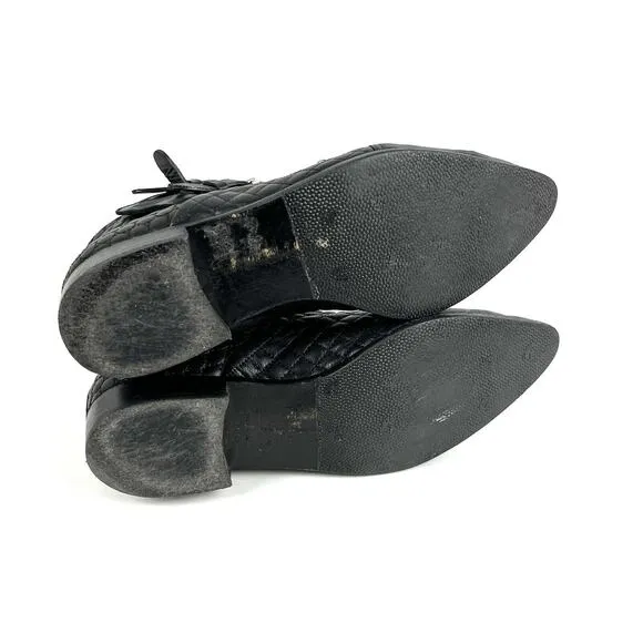 Tabitha Simmons Early Ankle Boots Size 6.5 EU 36.5 Black Quilted Buckle Goth