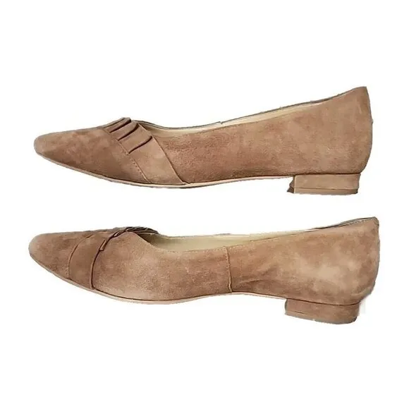 Talbots Leather Suede Edison Flat Shoe Pointed Toe Brown Women's 6.5