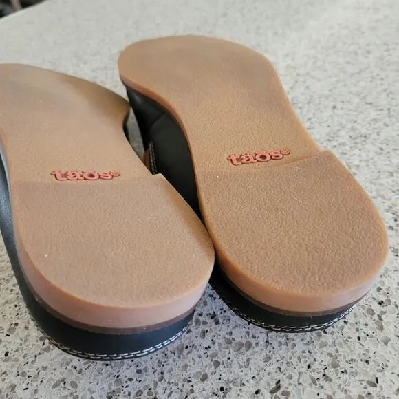 Taos Royal Mule Womens Black Leather Snakeskin Slip-On Comfort Shoes Slides✨️10