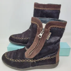 Tecnica Italian Apres Skandia Cowhide Goat Hair Fur Lined Boots EU 37 US 6.5 Vtg