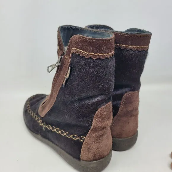 Tecnica Italian Apres Skandia Cowhide Goat Hair Fur Lined Boots EU 37 US 6.5 Vtg