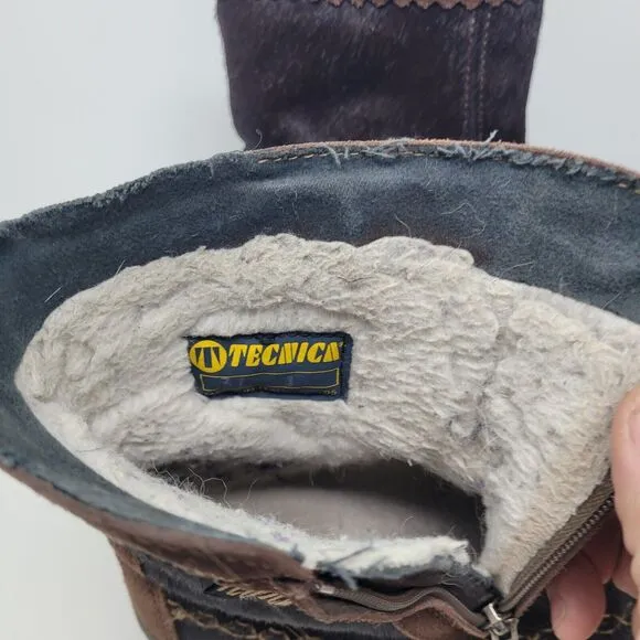 Tecnica Italian Apres Skandia Cowhide Goat Hair Fur Lined Boots EU 37 US 6.5 Vtg