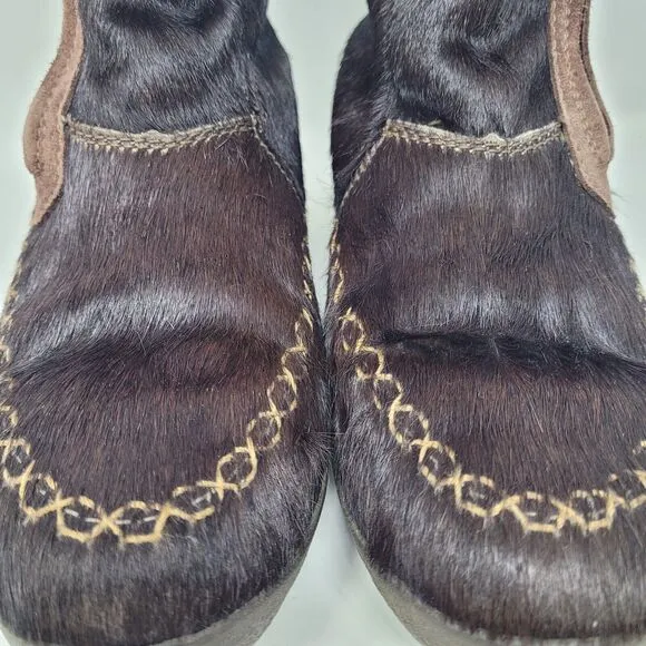 Tecnica Italian Apres Skandia Cowhide Goat Hair Fur Lined Boots EU 37 US 6.5 Vtg
