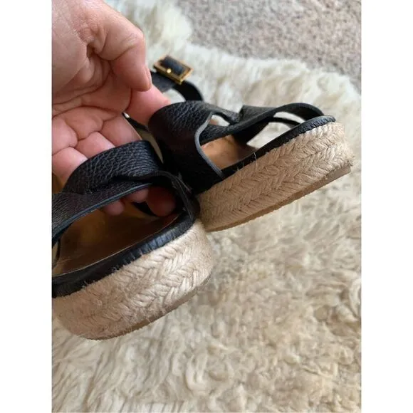Ted Baker Sellana Strappy Espadrille Wedge Sandals Black Size 40/ US 9.5