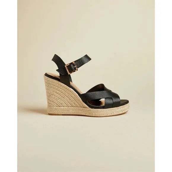 Ted Baker Sellana Strappy Espadrille Wedge Sandals Black Size 40/ US 9.5
