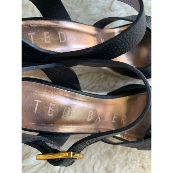 Ted Baker Sellana Strappy Espadrille Wedge Sandals Black Size 40/ US 9.5