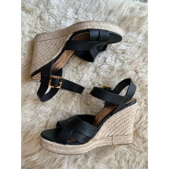 Ted Baker Sellana Strappy Espadrille Wedge Sandals Black Size 40/ US 9.5