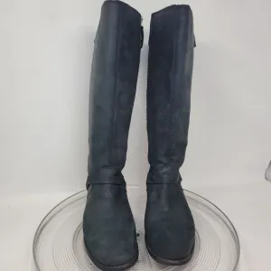 TEVA De La Vina Dos Tall Leather Boots Sz 7 Black Knee High Harness Comfort 99%