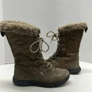 Teva Lenawee Quilted Leather Lace Up Waterproof Snow Winter Boots Women Size 7.5