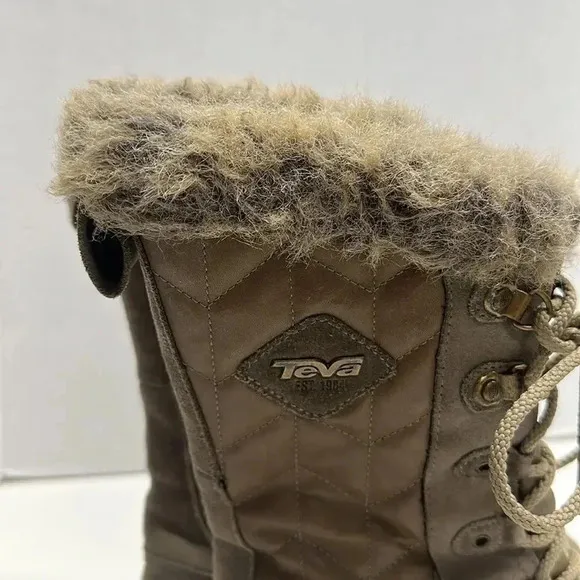 Teva Lenawee Quilted Leather Lace Up Waterproof Snow Winter Boots Women Size 7.5