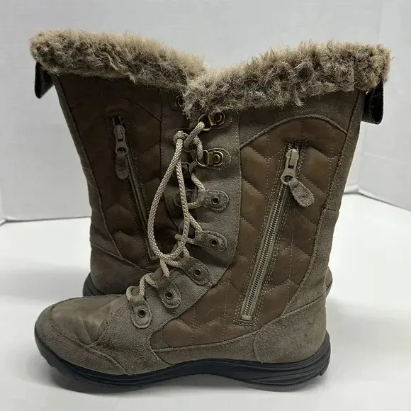 Teva Lenawee Quilted Leather Lace Up Waterproof Snow Winter Boots Women Size 7.5