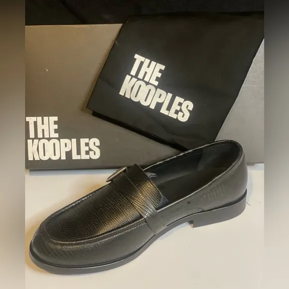 THE KOOPLES Men’s BLACK LEATHER LOAFERS WITH WESTERN BUCKLE, size 42/US 9/BNIB