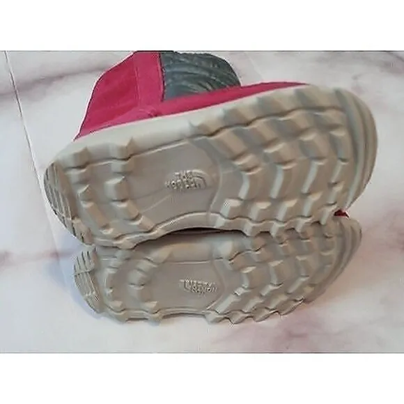 The North Face girls Toddler Size 6 Pink/Gray Quilted Suede Winter Boots