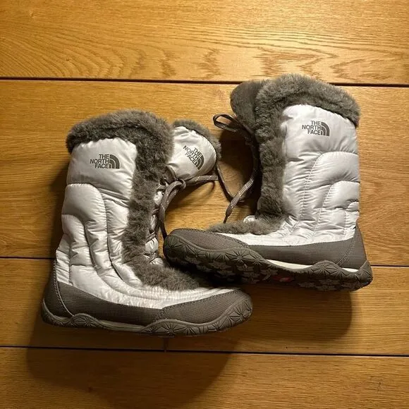 The North face icepick quilted boots white down 6.5