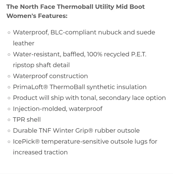 The North Face Quilted Thermoball Boots 8.5