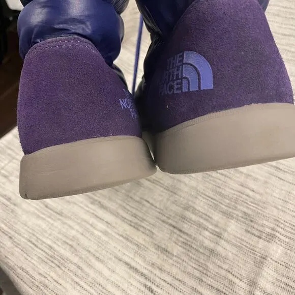 The North Face Thermoball 8&quot; Lace Boots Purple Quilted Size 7 Winter Snow Cozy