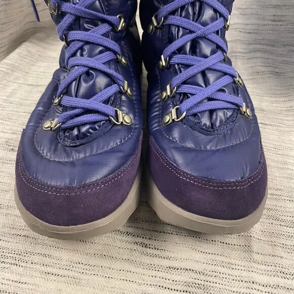 The North Face Thermoball 8&quot; Lace Boots Purple Quilted Size 7 Winter Snow Cozy
