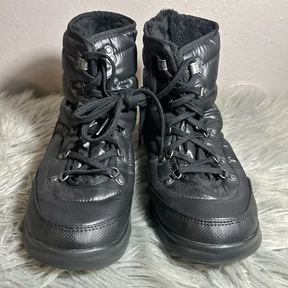 The North Face ThermoBall LaceUp Water Resistant Booties Black Winter Boots Sz 9
