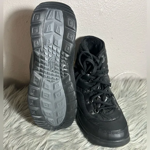 The North Face ThermoBall LaceUp Water Resistant Booties Black Winter Boots Sz 9