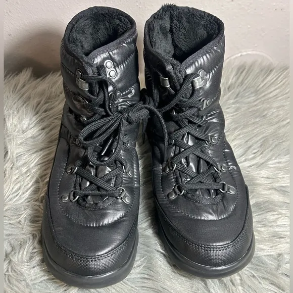 The North Face ThermoBall LaceUp Water Resistant Booties Black Winter Boots Sz 9