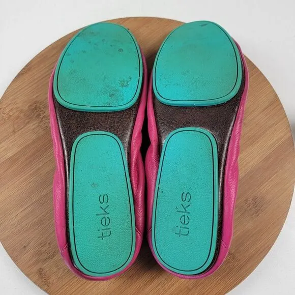 Tieks by Gavrieli Fuchsia Pink Leather Ballet Flats Women's Shoes Size 12 Travel