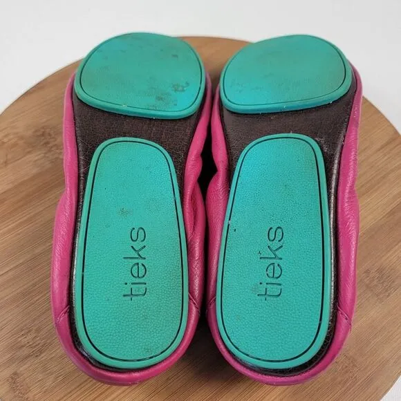 Tieks by Gavrieli Fuchsia Pink Leather Ballet Flats Women's Shoes Size 12 Travel