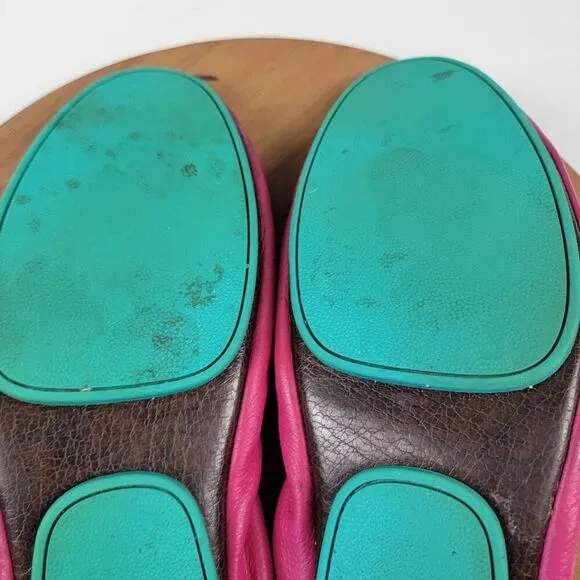 Tieks by Gavrieli Fuchsia Pink Leather Ballet Flats Women's Shoes Size 12 Travel