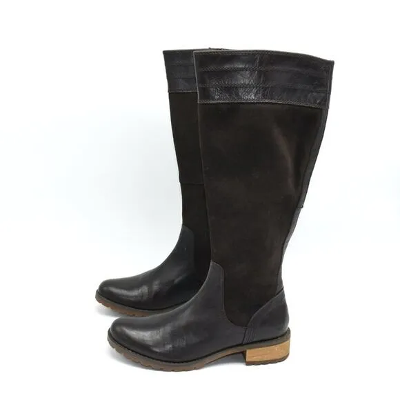 Timberland Bethel Heights Wide Calf Tall Brown Leather Suede Boots 6