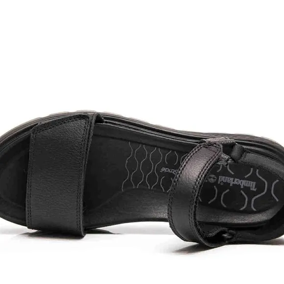 Timberland Black Leather Ray City Ankle Strap Sandals Shoes Flats Multi Size NEW