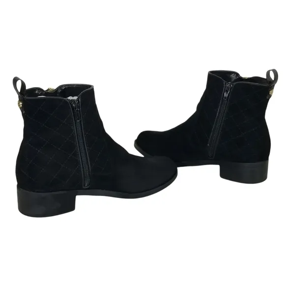 Tommy Hilfiger Patron 2 Quilted Suede Ankle Boots in Black Womens Size 7.5